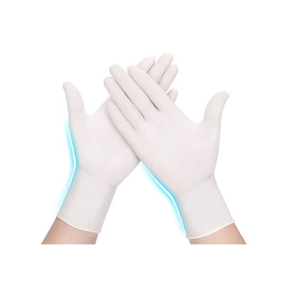 Odourless White Medical Gloves , Nitrile Exam Gloves Isolation Beaded Cuff