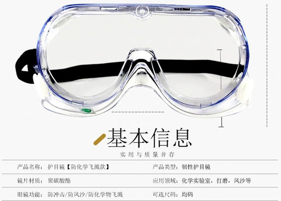 Modern Design Disposable Protective Goggles Shatter Resistant PC Lens Comfortable